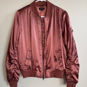 Topshop Satin Bomber Jacket - Rust